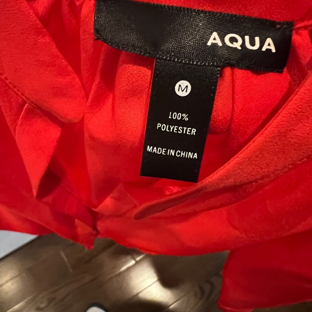 Aqua Bloomingdale’s Vibrant Red shirt mini dress-women’s size Medium - Picture 3 of 3